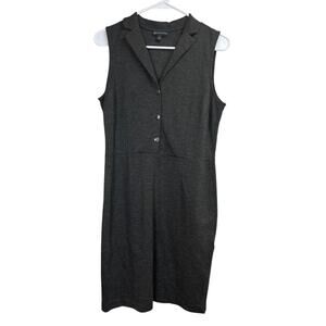 Brooks Brothers Women's Sleeveless Dark Gray Collared Buttoned Shirt Dress